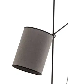 Stojací lampy Euluna Stojací lampa Zelda s kulatým šedým textilním stínidlem