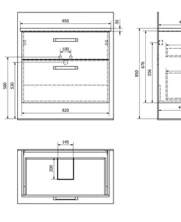 Koupelnový nábytek AQUALINE VEGA umyvadlová skříňka 82x67,6x43,6cm, 2xzásuvka, bílá VG083