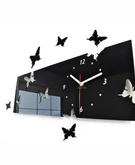 Nástěnné hodiny Motýlci nástěnné hodiny z akrylového skla