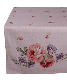 Ubrusy Růžový bavlněný běhoun na stůl s růžemi Dotty Rose - 50*140 cm Clayre & Eef DTR64