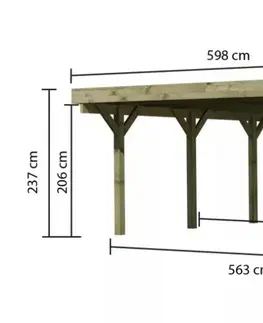 Garáže Dřevěný přístřešek / carport CLASSIC 2B s plechy Lanitplast