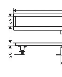 Sprchové kouty HANSGROHE uBox universal Set pro plochou instalaci lineárního sprchového žlabu 1000 mm, nerez 56020180