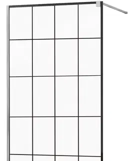 Sprchové zástěny MEXEN/S KIOTO Sprchová zástěna WALK-IN 130x200 cm 8 mm, chrom, černý vzor 1 800-130-101-01-77
