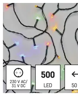 LED řetězy EMOS LED vánoční řetěz, 50 m, venkovní i vnitřní, multicolor, časovač D4AM06