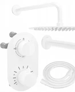 Sprchy a sprchové panely MEXEN/S Kai DR70 podomítkový vanový SET s výtokovou hubicí + slim sprcha 25 cm, bílá 77602DR70251-20