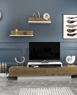 Obývací stěny a sestavy nábytku Televizní stěna LUSI bílá buk