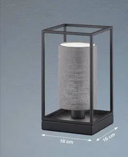 Stolní lampy FISCHER & HONSEL Stolní lampa Gilli s lněným stínidlem šedá