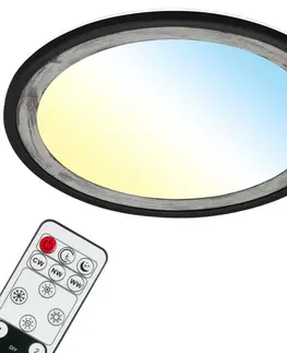 LED stropní svítidla BRILONER Ultraploché CCT-svítidlo LED panel s přímým a nepřímým osvětlením, pr.42 cm, LED, 22 W, 3000 lm, černá-stříbrná BRILO 7455-414