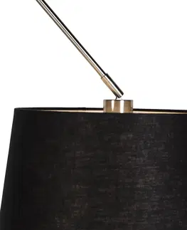 Zavesna svitidla Závěsná lampa s lněným stínidlem černá 35 cm - ocel Blitz I