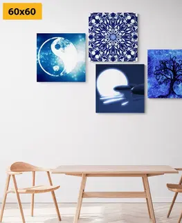 Sestavy obrazů Set obrazů Feng Shui v modrém provedení