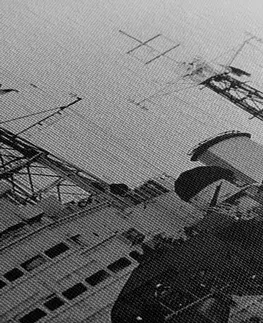 Černobílé obrazy Obraz nádherná loď na řece Temže v Londýně v černobílém provedení