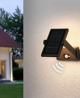 Solární lampy s pohybovým čidlem Lucande Solární LED venkovní nástěnné světlo Valerian