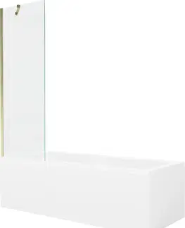 Vany MEXEN/S Cubik obdélníková vana 150 x 70 cm s panelem + vanová zástěna 60 cm, transparent, zlatá 550315070X9506000050