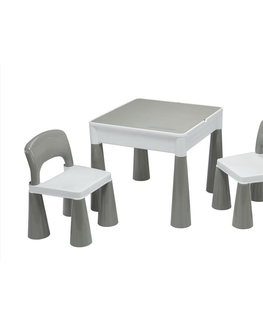 Jídelní sety Dětská sada ELSIE stoleček + dvě židličky, šedá/bílá