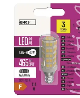 LED žárovky EMOS Lighting LED žárovka Classic JC A++ 4,5W E14 neutrální bílá 1525731407