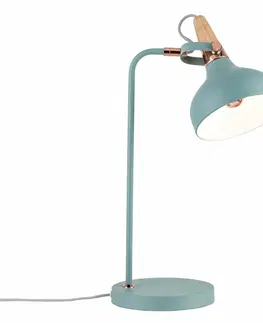 Lampy na noční stolek Paulmann stolní lampa Neordic Juna 1-ramenné světlezelená/měď/dřevo 796.51 P 79651