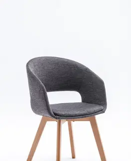 Luxusní jídelní židle Estila Skandinávská moderní jídelní židle Lena s šedým čalouněním a hnědým dřevěnýma nohama 79cm