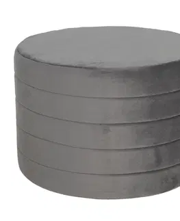 Stoličky Velký šedý sametový puf Salome – Ø 60*40 cm Clayre & Eef 50499G