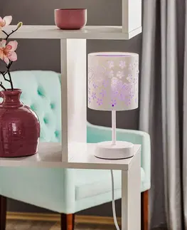 Stolní lampy na noční stolek ONLI Stolní lampa Titilla v bílé barvě s fialovým stínidlem uvnitř