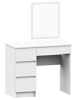 Toaletní stolky Ak furniture Kosmetický stolek se zrcadlem T-6 90x50 cm bílý levý