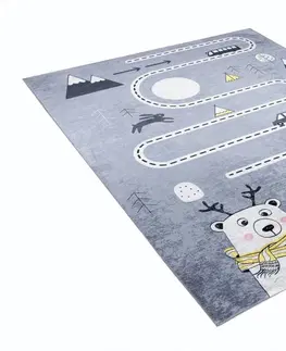 Dětské koberce Dětský koberec s motivem zvířátek a silnice Šířka: 120 cm | Délka: 170 cm