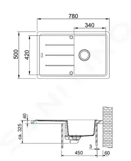 Kuchyňské dřezy FRANKE Basis Fragranitový dřez BFG 611-78, 780x500 mm, matná černá 114.0661.513