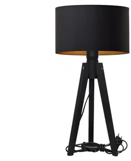 Lampy  Stolní lampa ALBA 1xE27/60W/230V černá/zlatá/borovice 