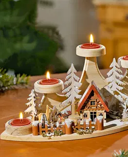 Svíčky a světelné dekorace Dřevěný svícen Advent