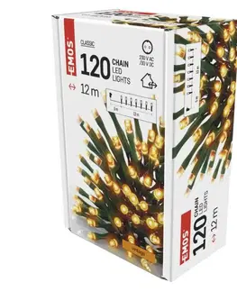 LED řetězy EMOS LED vánoční řetěz, 12 m, venkovní i vnitřní, vintage, časovač D4AV03
