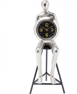 Stolní hodiny KARE Design Stolní hodiny Sitting Man Silver 12x31cm