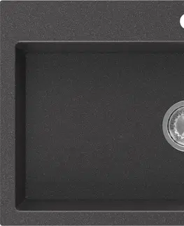 Sifony k pračkám MEXEN Omar granitový dřez 800 x 480 mm, černá kropenatá, sifon chrom 6520801005-76