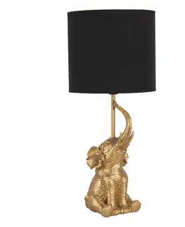 Lampy Zlato černá stolní lampa Slůně - Ø 20*46 cm / E27 Clayre & Eef 6LMC0038
