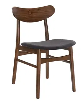 Luxusní jídelní židle Estila Skandinávská jídelní židle Nordica Nogal v ořechově hnědém provedení s tmavě šedým čalouněním 80cm