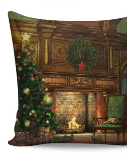 Polštáře Hanah Home Vánoční dekorační polštář s krbem VASO 43x43 cm 