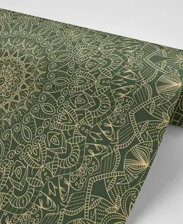 Samolepící tapety Samolepící tapeta detailní ozdobná Mandala v zelené barvě