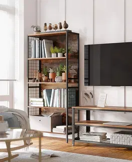 Televizní stolky TV stolek industriální drátěná police 100 x 52 x 40 cm