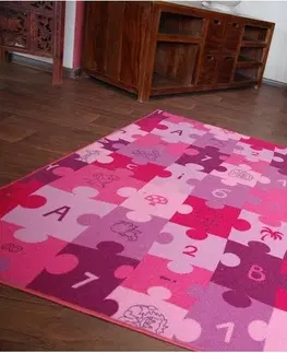 Koberce a koberečky Dywany Lusczow Dětský koberec PUZZLE fialový, velikost 100x100