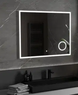Koupelnová zrcadla MEXEN Kala zrcadlo s osvětlením s kosmetickým zrcátkem 100 x 80 cm, LED 600 9820-100-080-611-00