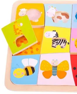 Dřevěné hračky Bigjigs Toys Dřevěné vkládací puzzle se zvířátky ZAFAR vícebarevné