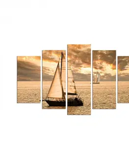 Obrazy Hanah Home Vícedílný obraz Jachta na moři 110x60 cm