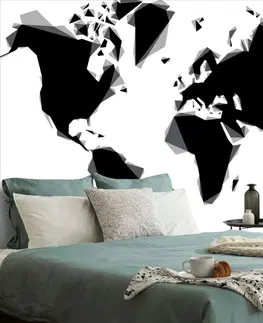 Samolepící tapety Samolepící tapeta abstraktní mapa světa v černobílém provedení