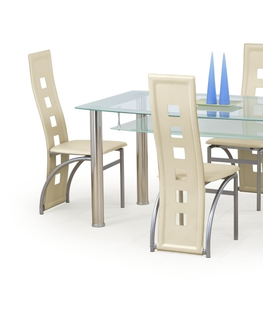 Jídelní stoly Jídelní stůl MAIA mléčný, kov/sklo