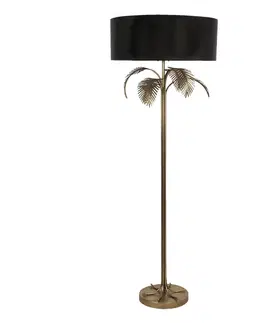 Lampy Zlatá stojací lampa s černým stínidlem Phyllida – Ø 60*165 cm Clayre & Eef 5LMP635