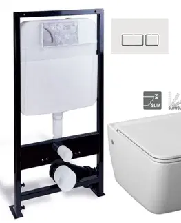WC sedátka PRIM předstěnový instalační systém s bílým  tlačítkem  20/0042 + WC JIKA PURE + SEDÁTKO SLOWCLOSE PRIM_20/0026 42 PU2