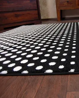 Koberce a koberečky Dywany Lusczow Kusový koberec SKETCH JAMES bílý / černý - tečky, velikost 140x190
