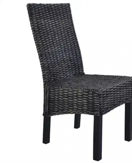 Židle Jídelní židle 6 ks ratan / mangovník Dekorhome Šedá