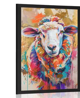 Zvířata Plakát ovce s imitací malby