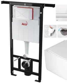 Záchody ALCADRAIN Jádromodul předstěnový instalační systém s bílým tlačítkem M1710 + WC DEANTE Jasmin se sedátkem RIMLESS AM102/1120 M1710 JA1