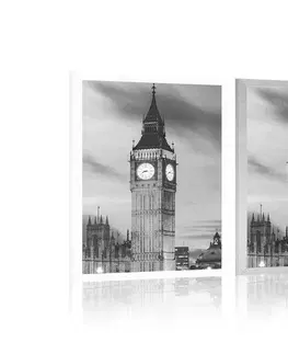 Černobílé Plakát Big Ben v Londýně v černobílém provedení
