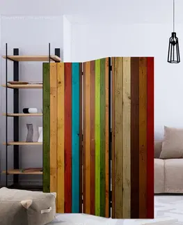 Paravány Paraván Wooden rainbow Dekorhome 135x172 cm (3-dílný)